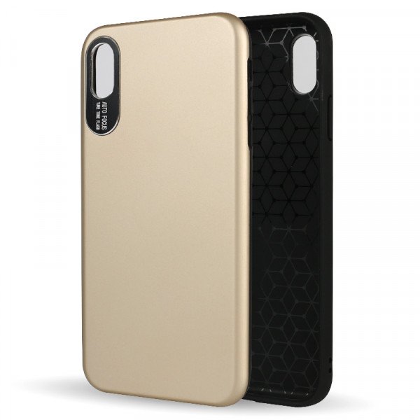 Wholesale iPhone Xr 6.1in Strong Armor Case with Hidden Metal Plate (Gold)